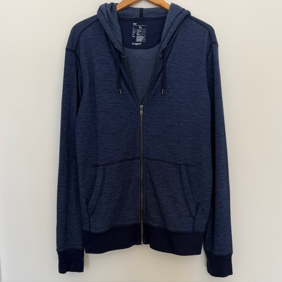 GAP Other - GAP NWOT Men's Dark Blue Waffle Knit Zip-Up Sweatshirt